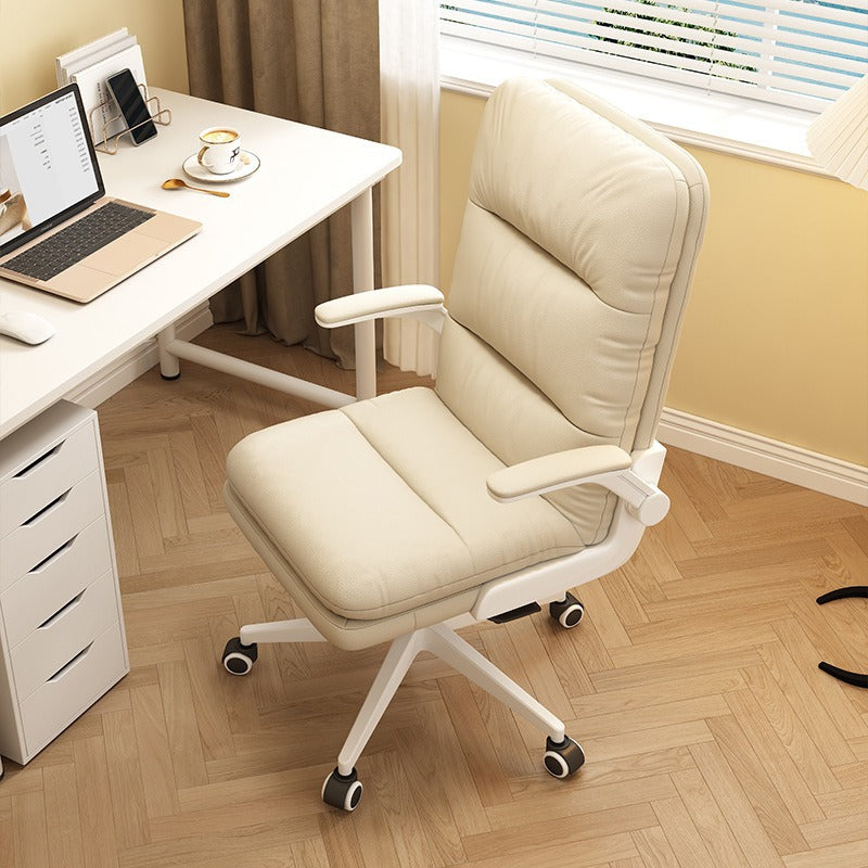 Modern Minimalist Rectangular Faux Nappa Leather Nylon Desk Chair Backrest Armrest For Home Office