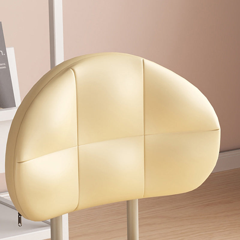 Lumendat Modern Minimalist Round Artificial Leather Wood Iron Chair Backrest Armless For Living Room Lumendat
