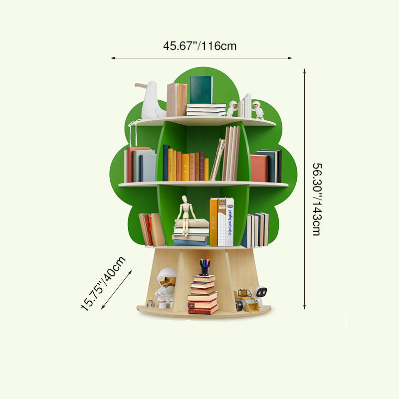 Lumendat Contemporary Creative Solid Wood Plywood Tree-Shaped Kids Storage Shelf 4-Tier 10-Cubby For Bedroom & Living Room Lumendat