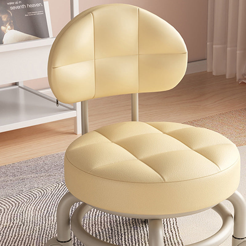Lumendat Modern Minimalist Round Artificial Leather Wood Iron Chair Backrest Armless For Living Room Lumendat