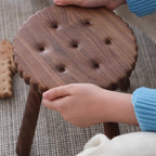 Lumendat Contemporary Creative Round Cookie-Shaped Black Walnut Solid Wood Kids Low Stool For Living Room Lumendat