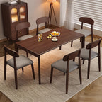 Traditional Vintage Square Rubberwood Solid Wood PU Leather Foam Sponge Armless Dining Chair For Dining Room DFM-F