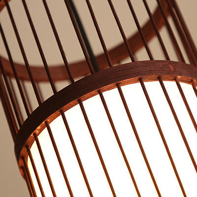 Japanese Zen Bamboo Weaving Lantern 1-light Pendant Light BulbSquare