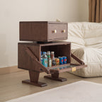 Lumendat Contemporary Creative Kids Robot Rectangular Cubic Wood Nightstand Swivel 2-Cabinet For Bedroom Lumendat