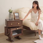 Lumendat Contemporary Creative Kids Robot Rectangular Cubic Wood Nightstand Swivel 2-Cabinet For Bedroom Lumendat