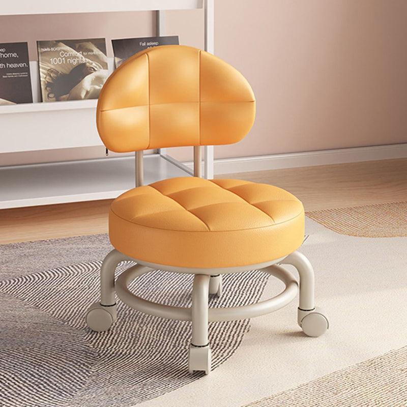 Lumendat Modern Minimalist Round Artificial Leather Wood Iron Chair Backrest Armless For Living Room Lumendat
