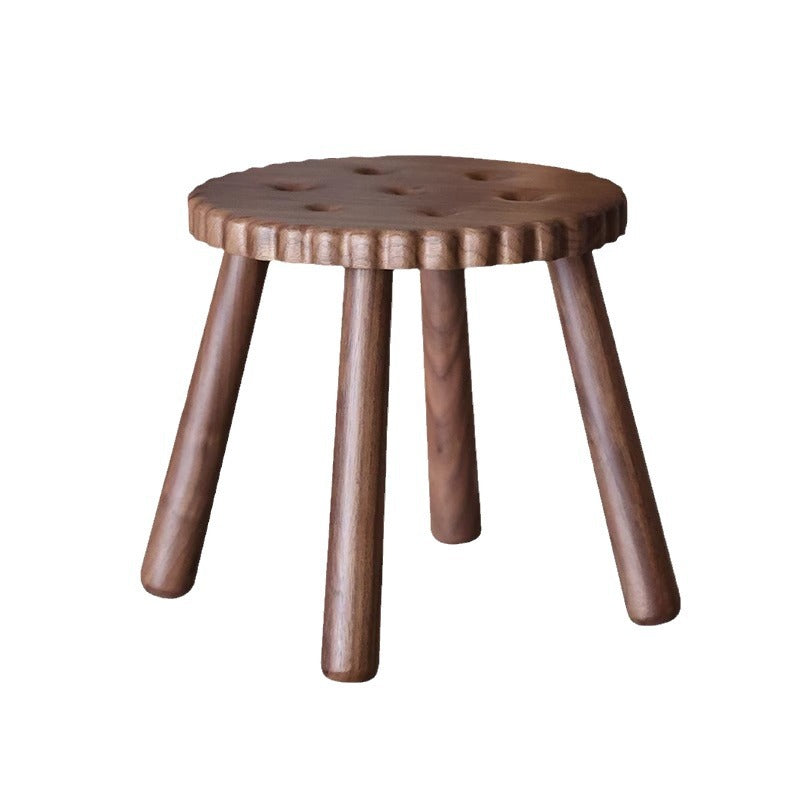 Lumendat Contemporary Creative Round Cookie-Shaped Black Walnut Solid Wood Kids Low Stool For Living Room Lumendat