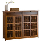 Traditional Rustic Rectangular Bamboo Medium Density Fiberboard Shoe Storage 2-Cabinet For Entryways Lumendat