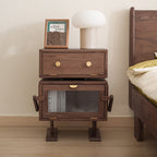Lumendat Contemporary Creative Kids Robot Rectangular Cubic Wood Nightstand Swivel 2-Cabinet For Bedroom Lumendat