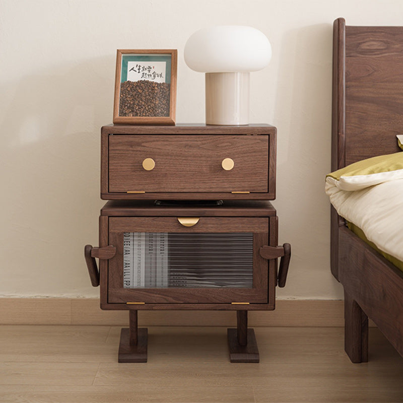 Lumendat Contemporary Creative Kids Robot Rectangular Cubic Wood Nightstand Swivel 2-Cabinet For Bedroom Lumendat