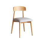 Traditional Vintage Square Rubberwood Solid Wood PU Leather Foam Sponge Armless Dining Chair For Dining Room DFM-F