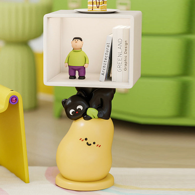 Lumendat Contemporary Creative Kids MDF Resin Pear Square Shape Nightstand 2-Tier For Living Room & Bedroom Lumendat