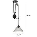 Industrial Glass Lampshade Retro Pulley 1-light Pendant Light BulbSquare