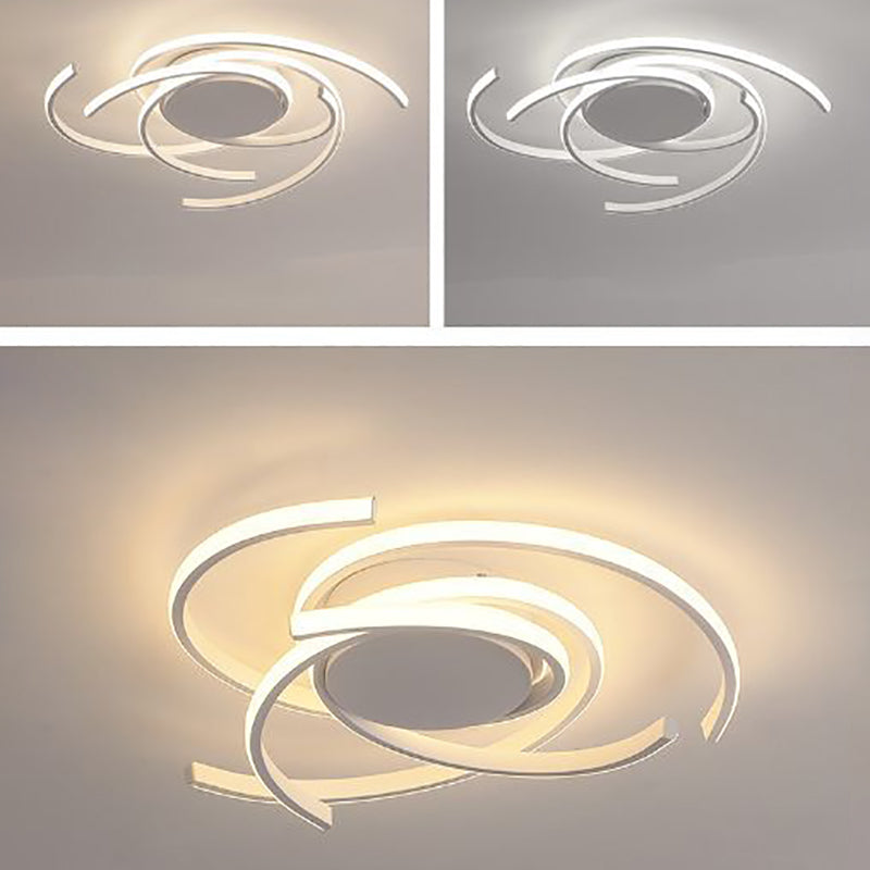Modern Minimalist Aluminum Spiral Strip LED Flush Mount Ceiling Light for Bedroom