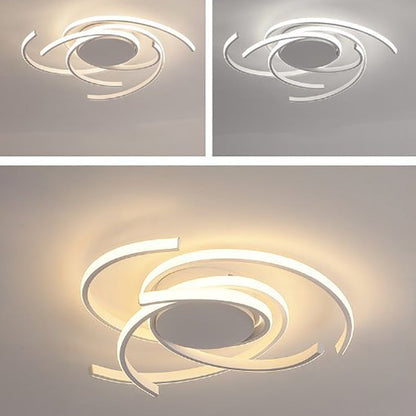 Modern Minimalist Aluminum Spiral Strip LED Flush Mount Ceiling Light for Bedroom