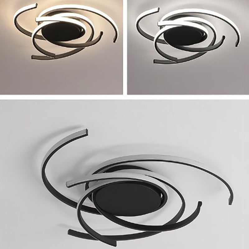 Modern Minimalist Aluminum Spiral Strip LED Flush Mount Ceiling Light for Bedroom