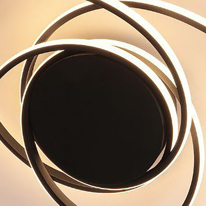 Modern Minimalist Aluminum Spiral Strip LED Flush Mount Ceiling Light for Bedroom
