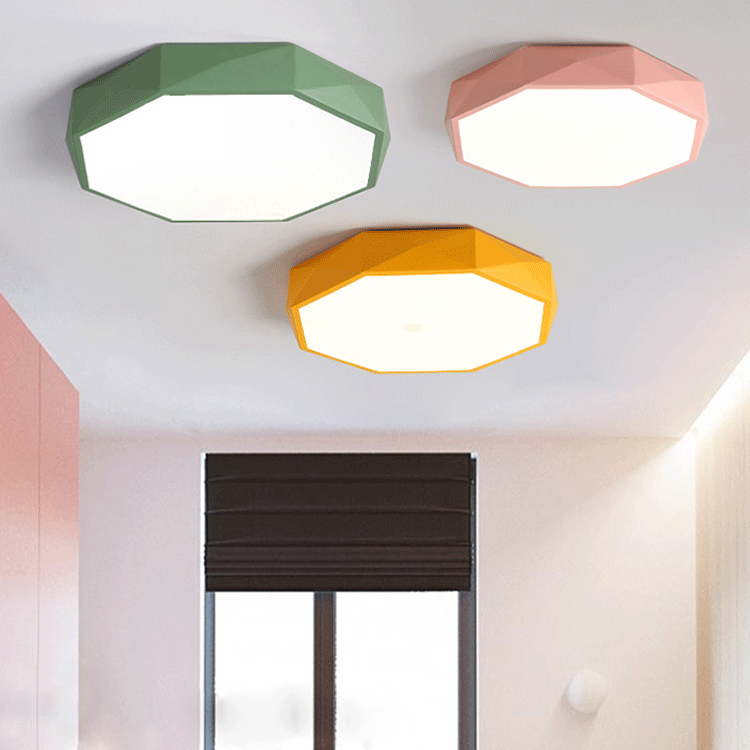 Nordic Macaron Diamond Geometry Iron Acrylic LED Flush Mount Ceiling Light BulbSquare