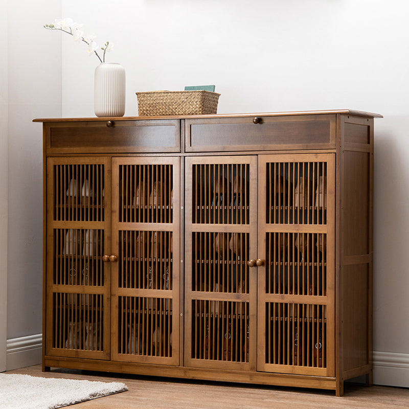 Traditional Rustic Rectangular Bamboo Medium Density Fiberboard Shoe Storage 2-Cabinet For Entryways Lumendat