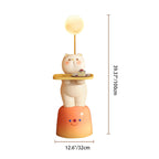 Lumendat Modern Art Deco Kids Cat Rectangular Resin Metal Wood End Table 1-Tray With LED Light For Bedroom Lumendat