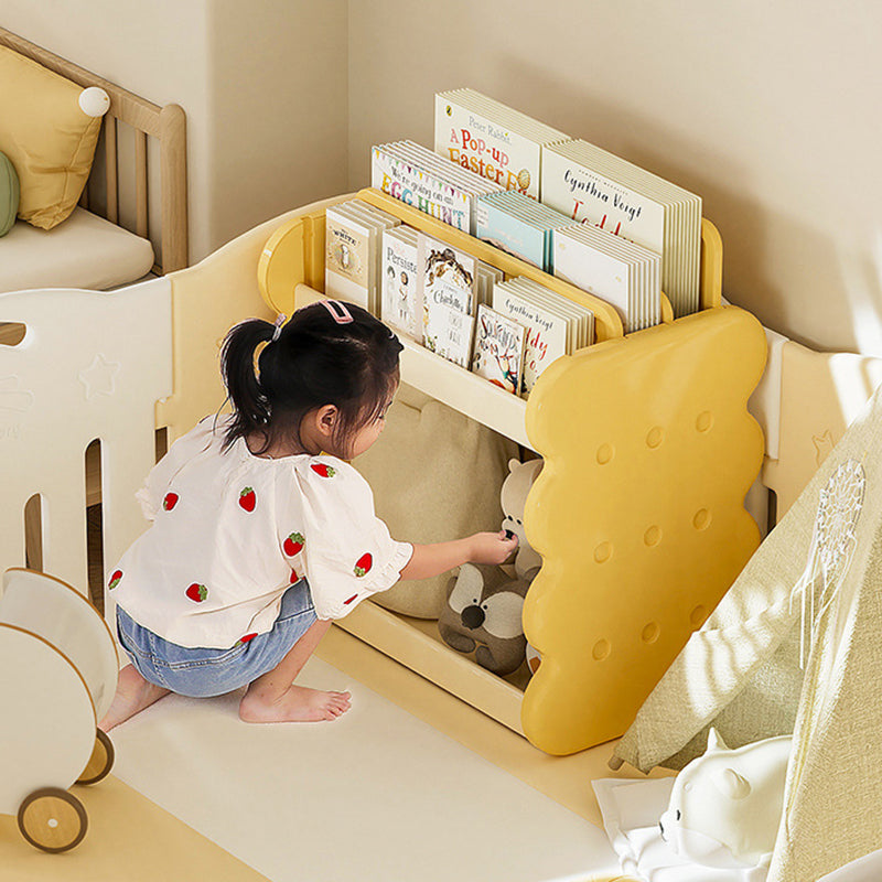 Lumendat Contemporary Creative Square Cheese Kids Plastic Bookshelf 2-Tier For Bedroom Lumendat