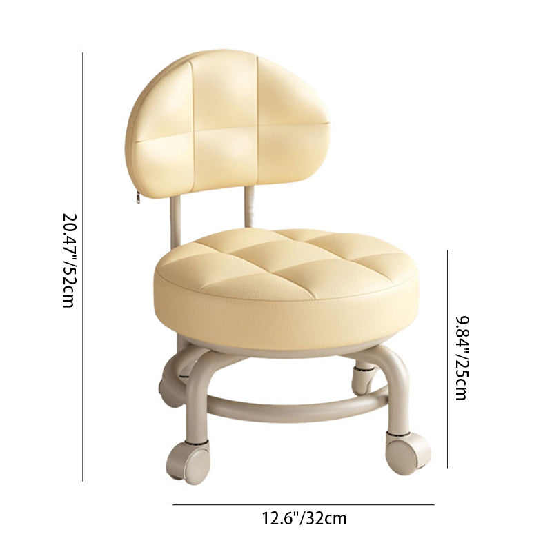 Lumendat Modern Minimalist Round Artificial Leather Wood Iron Chair Backrest Armless For Living Room Lumendat