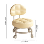 Lumendat Modern Minimalist Round Artificial Leather Wood Iron Chair Backrest Armless For Living Room Lumendat