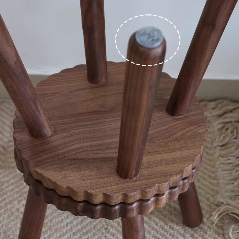 Lumendat Contemporary Creative Round Cookie-Shaped Black Walnut Solid Wood Kids Low Stool For Living Room Lumendat
