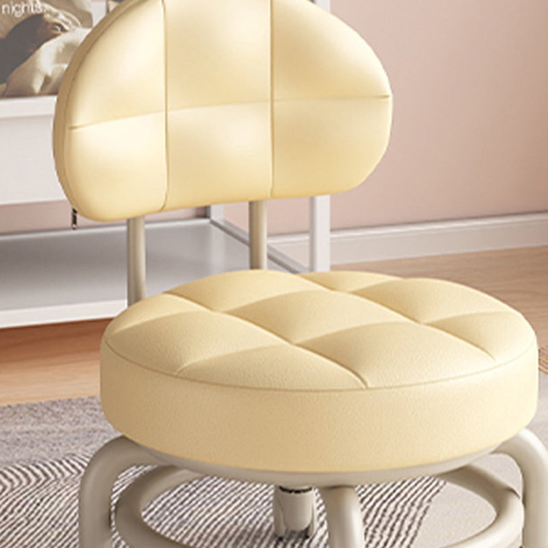 Lumendat Modern Minimalist Round Artificial Leather Wood Iron Chair Backrest Armless For Living Room Lumendat
