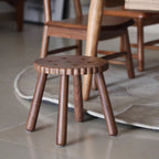 Lumendat Contemporary Creative Round Cookie-Shaped Black Walnut Solid Wood Kids Low Stool For Living Room Lumendat