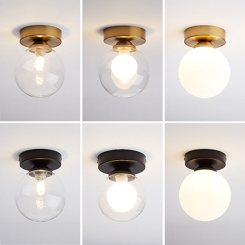 Modern Simple Glass Round Ball 1-Light Semi-Flush Mount Ceiling Light Lumendat