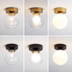 Modern Simple Glass Round Ball 1-Light Semi-Flush Mount Ceiling Light Lumendat