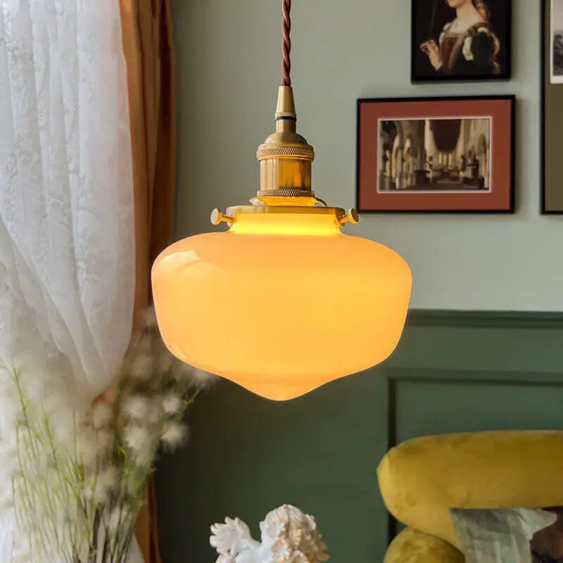 Nordic Vintage Lantern Brass Glass 1-light Pendant Light modern luxury lighting fixture