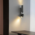 Modern Minimalist Rotatable Cylinder Metal Glass 2-Light Wall Sconce Lamp For Bedroom Lumendat
