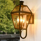 Industrial Waterproof Glass Lantern Iron 3-Light Outdoor Wall Sconce Lamp Lumendat