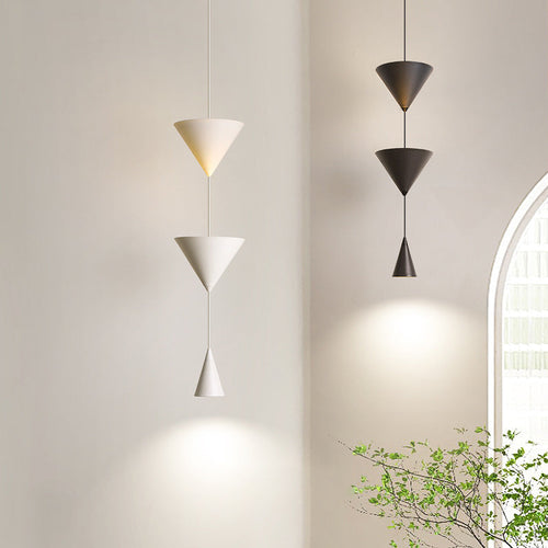 Modern Minimalist Cone Iron Aluminum Acrylic LED Pendant Light for Bedroom