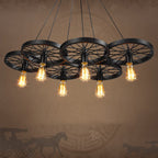 Industrial Creative Personality Wrought Iron Wheels 1/3/6-light Chandelier BulbSquare
