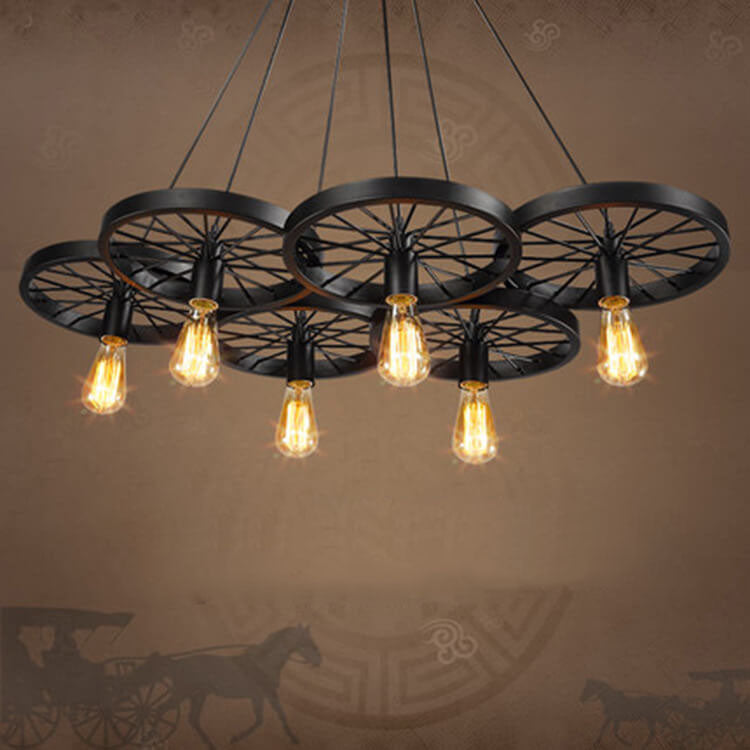 Industrial Creative Personality Wrought Iron Wheels 1/3/6-light Chandelier