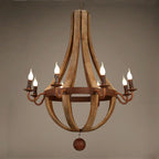 Traditional Rustic Round Branch Candle Holder Wooden Iron 5/6/8 Light Chandelier for Living Room Lumendat