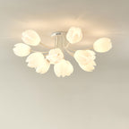 Modern Art Deco Tulip Flower Design 3/7/11/13 Light Semi-Flush Mount Ceiling Light For Living Room