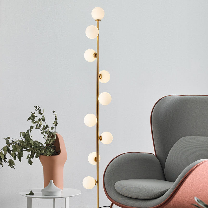 Contemporary Scandinavian Cylindrical Metal Glass 9-Light Standing Floor Lamp For Living Room Lumendat