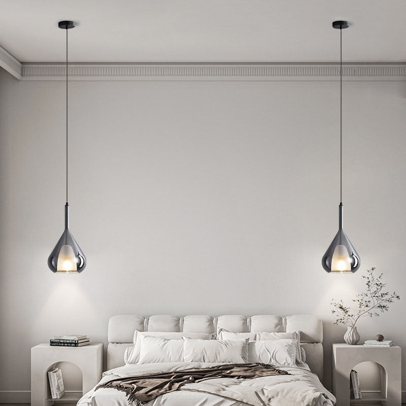Contemporary Scandinavian Diamond Copper Glass 1-light Pendant Light for Bedroom