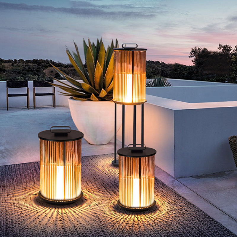 Modern Simplicity Cylinder Glass Steel 1-Light Landscape Light For Outdoor Patio Lumendat
