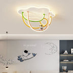Lumendat Contemporary Creative Cartoon Astronaut Cloud Iron Aluminum Rainbow Curve LED Kids Flush Mount Ceiling Light For Bedroom Lumendat