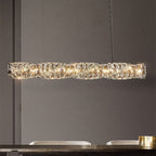 Modern Simplicity Stainless Steel Crystal Strip LED Island Light Pendant Light for Dining Room BulbSquare