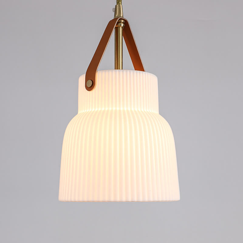Japanese Light Luxury Ceramic Copper Round Mouth 1-light Pendant Light