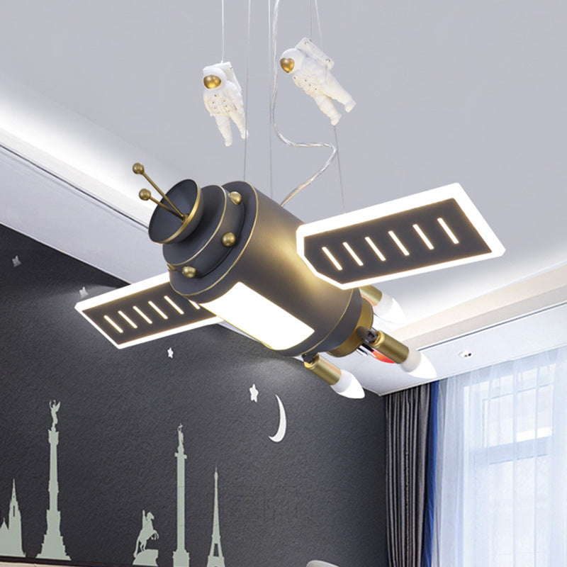 Lumendat Contemporary Creative Iron Resin Space Satellite Astronaut 4-Light Chandelier For Bedroom Lumendat