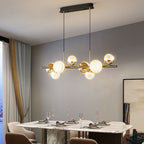 Modern Luxury Acrylic Spherical Iron Rod LED Island Light Chandelier BulbSquare
