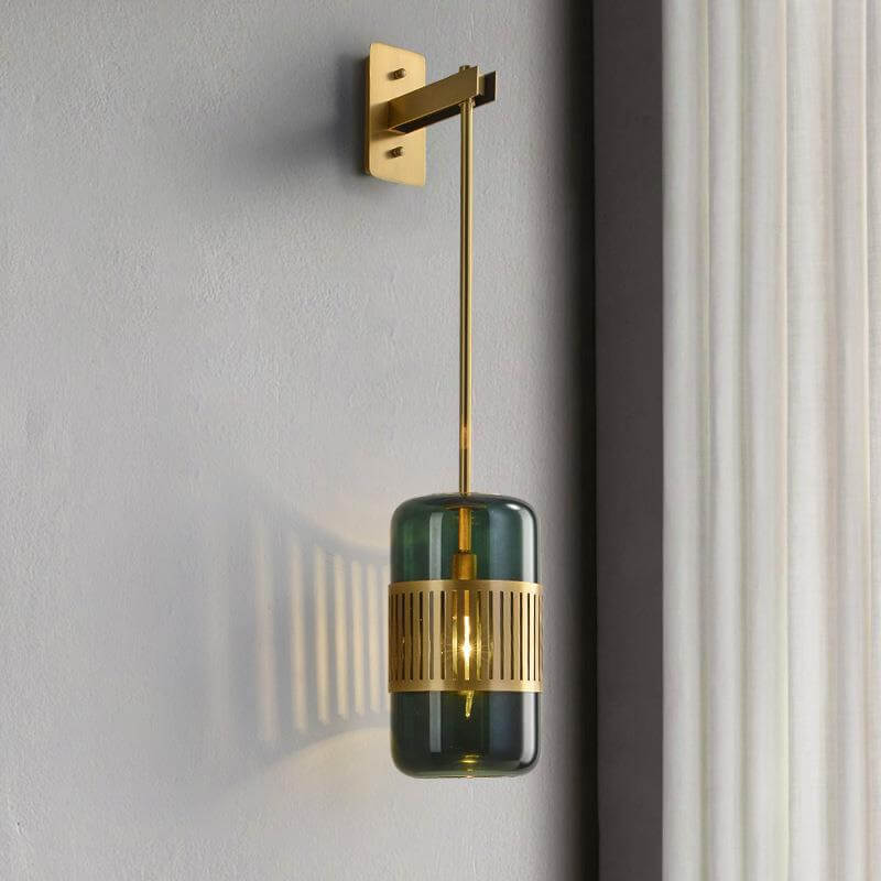 Contemporary Luxury Iron Glass Cylindrical 1-Light Wall Sconce Lamp for Bedroom & Living Room
