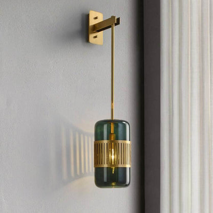 Contemporary Luxury Iron Glass Cylindrical 1-Light Wall Sconce Lamp for Bedroom & Living Room